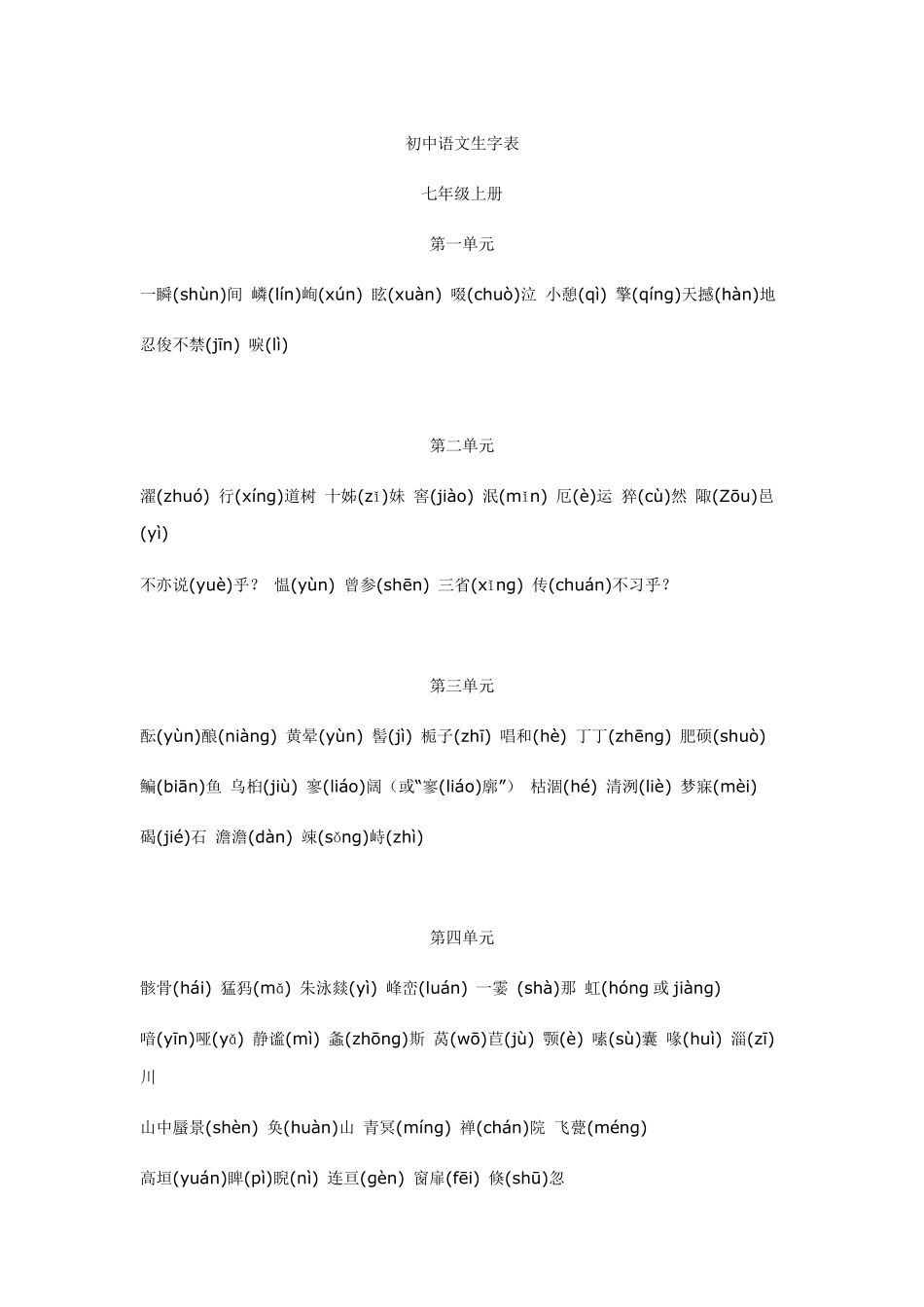 初中语文生字表_第1页