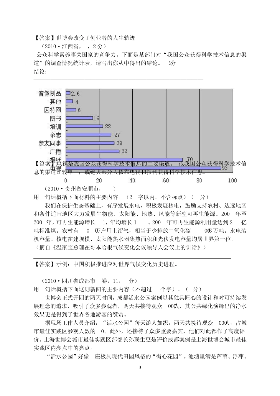 初中语文综合性学习材料概括题库_第3页