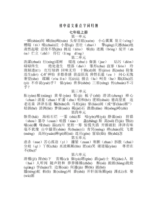 初中语文重点字词归纳