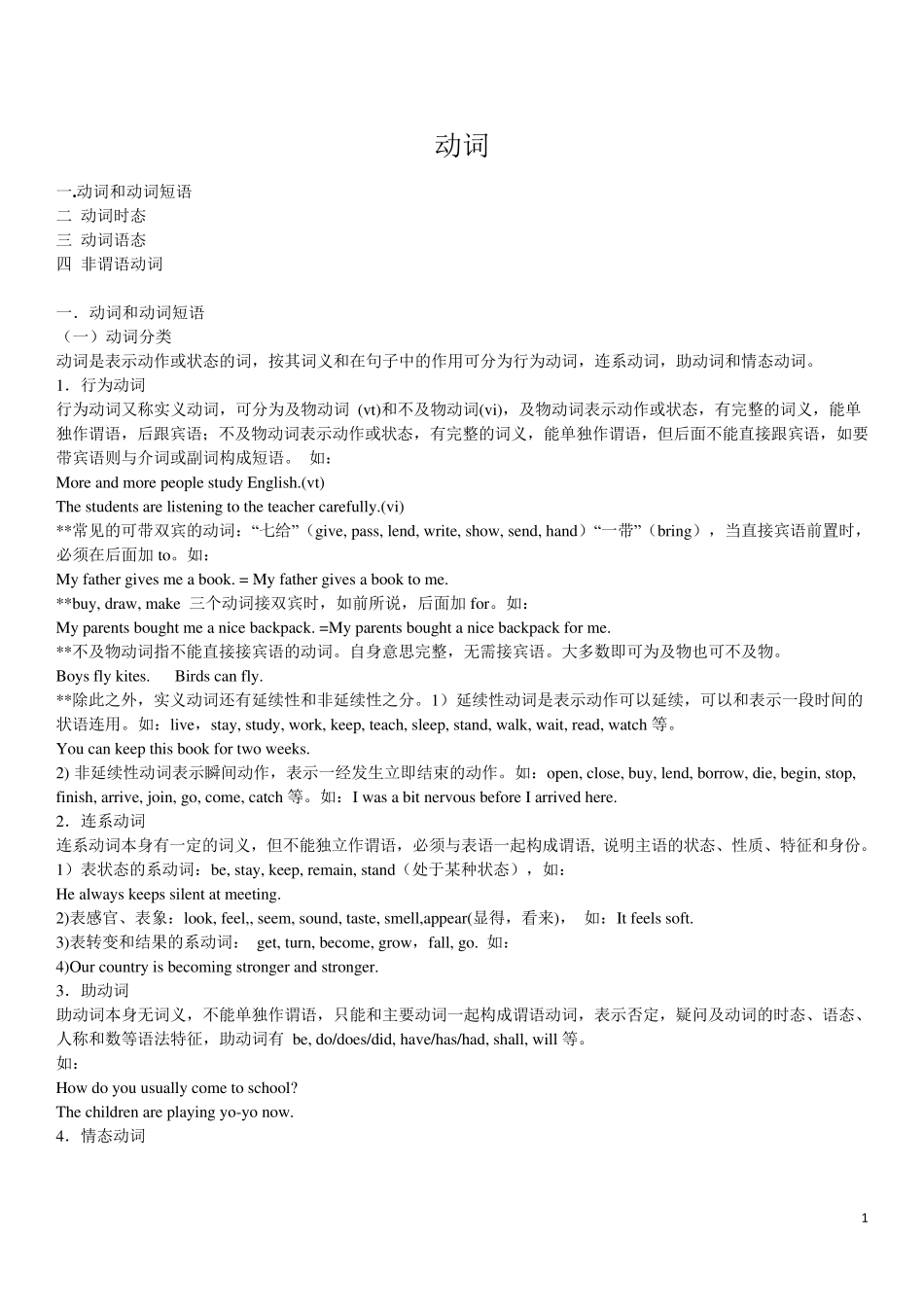 初中语法动词讲解_第1页