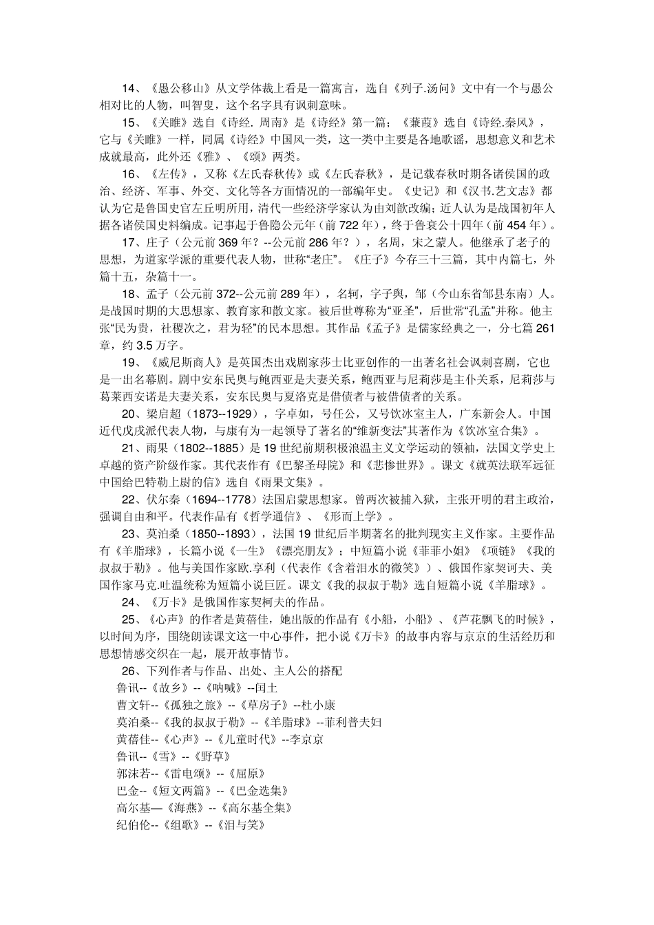 初中课文作者归纳_第2页