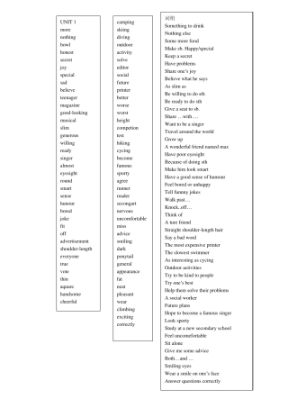 初二(上)英语单词词组汇总