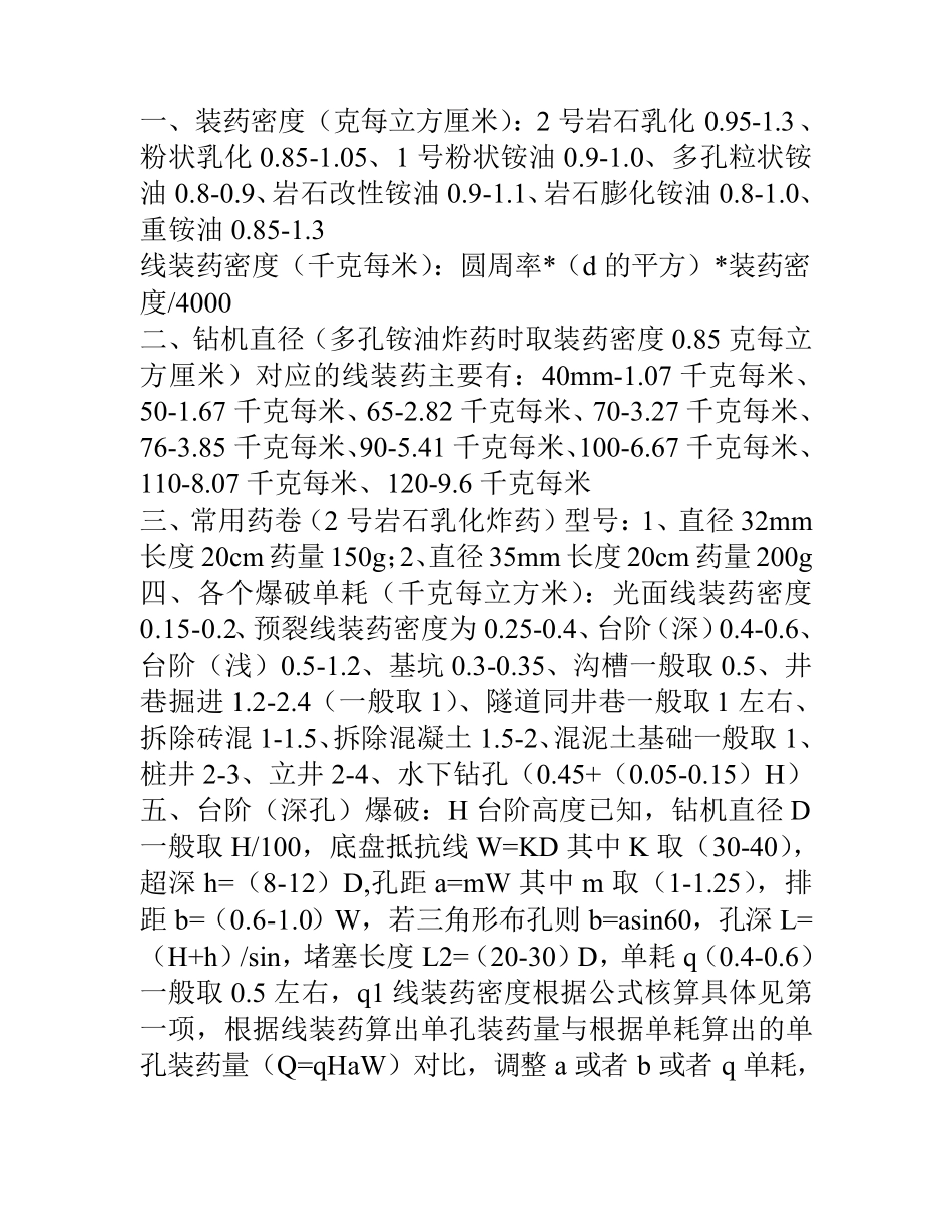 初中高爆破工程技术人员考试爆破设计相关参数计算方法_第1页