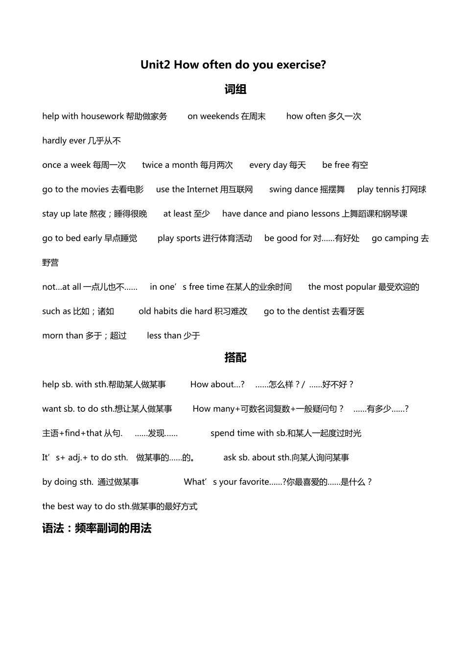 初二上册英语知识点归纳_第2页