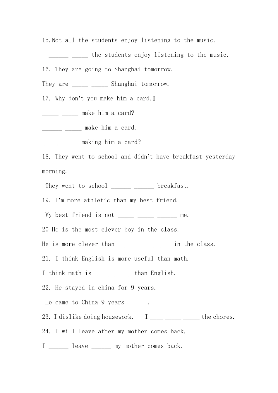 初二上英语同义句转换_第2页