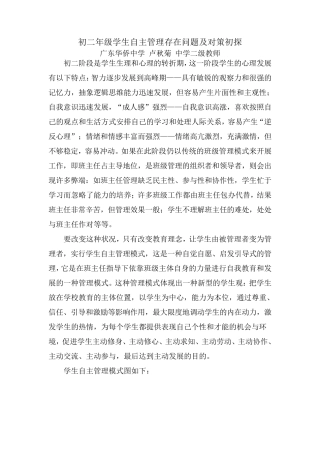 初二年级学生自主管理存在问题及对策初探