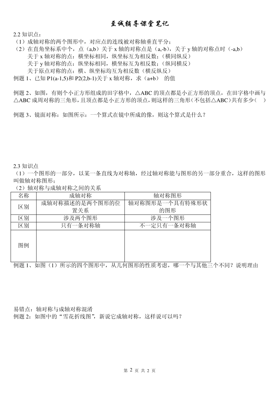 初二数学上册课堂笔记(快)_第2页