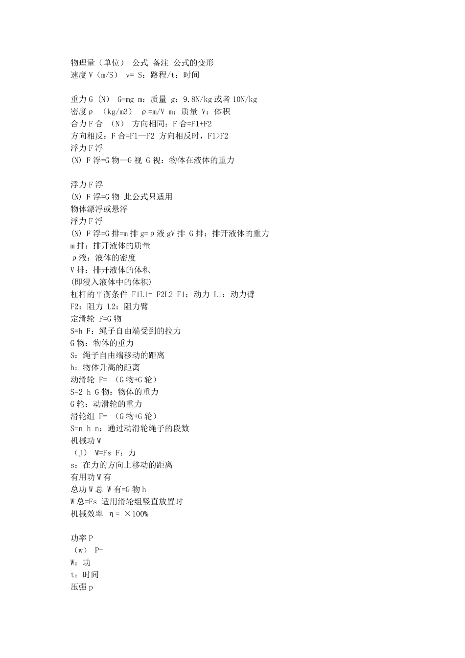 初二物理公式_第1页