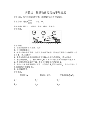 初二物理实验报告
