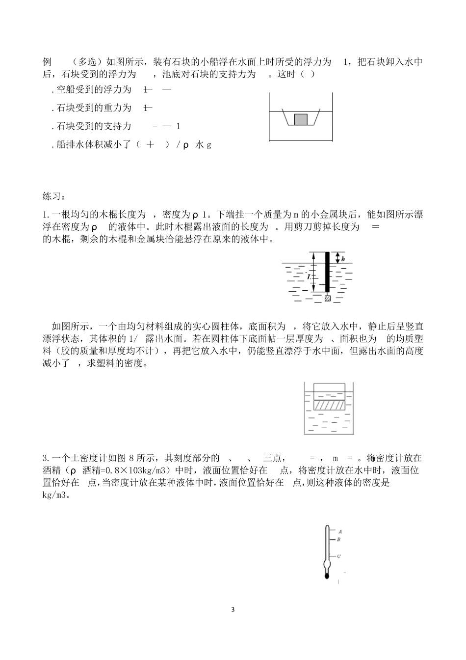 初二物理浮力与压强考点详解题目+答案_第3页