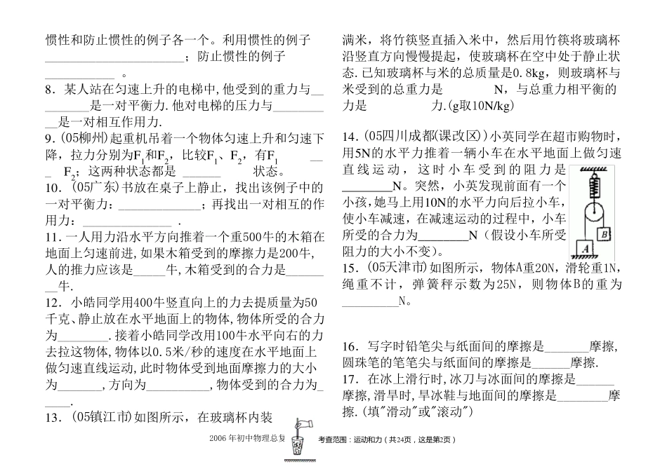 初二物理运动和力经典题库_第2页