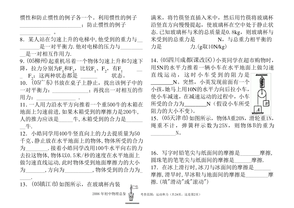 初二物理运动和力经典题库2_第2页