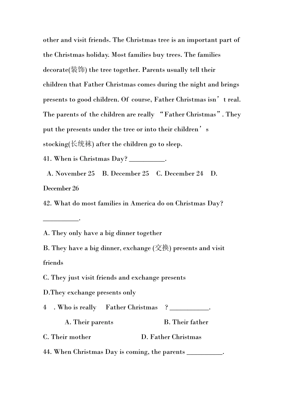 初二英语__阅读理解__含答案_第3页