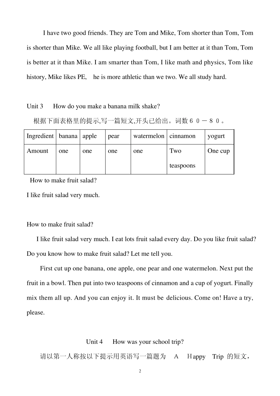 初二英语书面表达_第2页