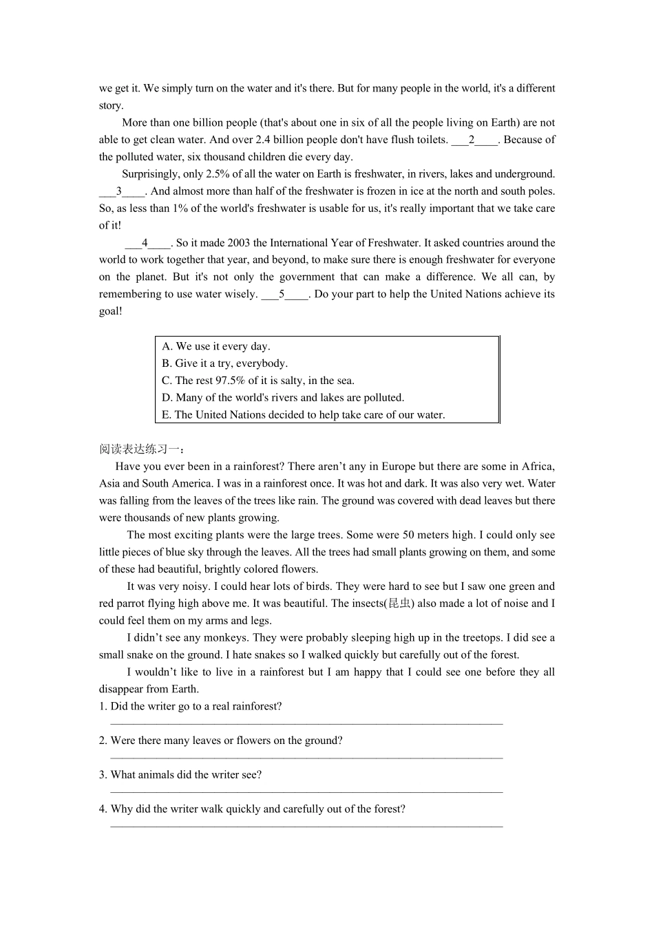 初二英语八年级上阅读还原阅读表达方框填词_第2页