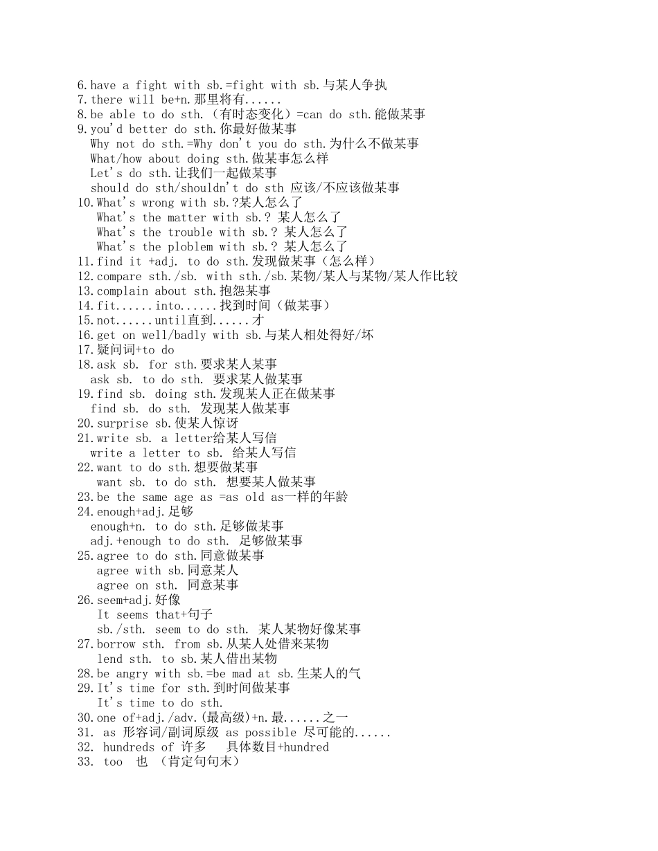 初二英语句型Unit1——unit2词组及词形变化_第2页