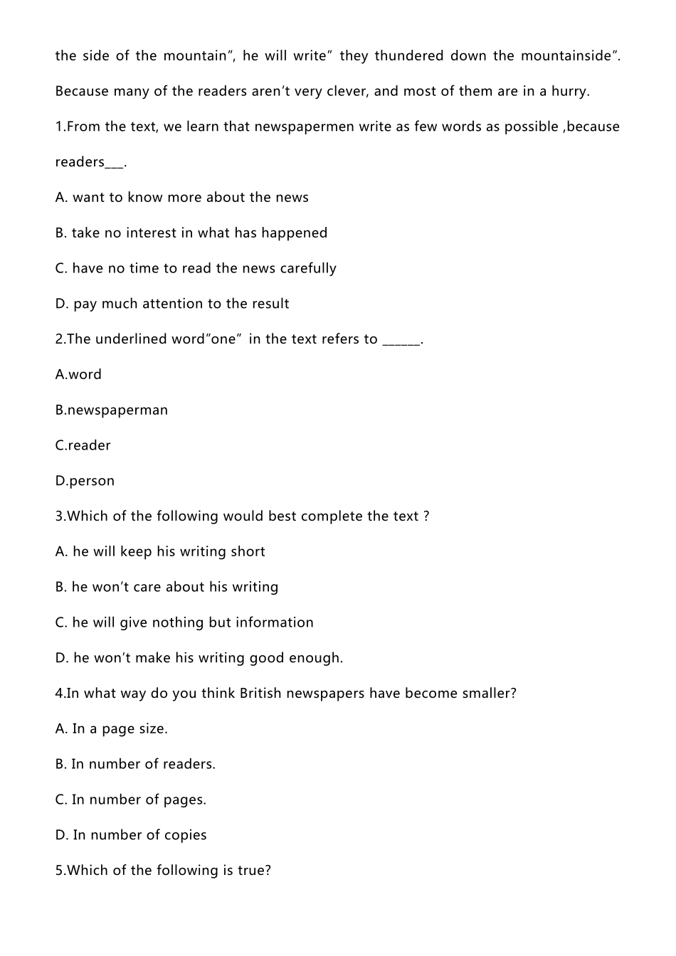 初二英语期末阅读理解专项练习12篇含答案_第3页