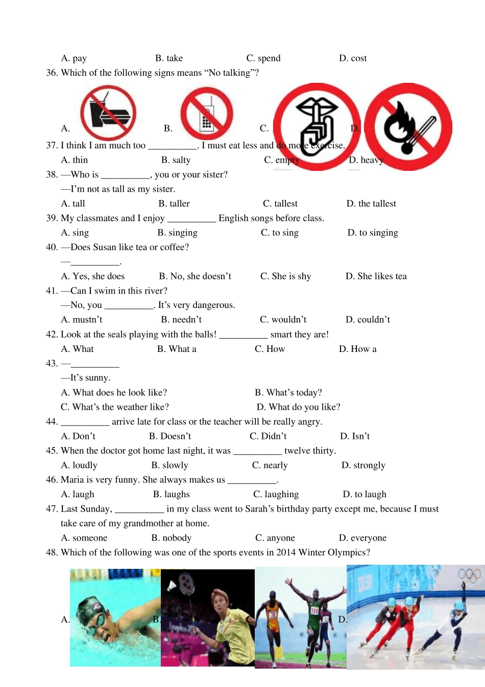 初二英语模拟题题_第2页