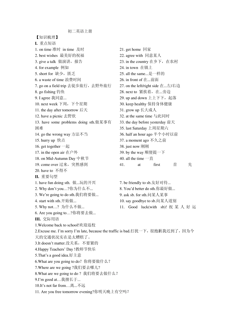 初二英语重要语法及知识点(上)_第1页