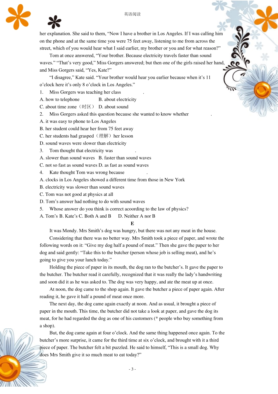 初二英语阅读理解_第3页