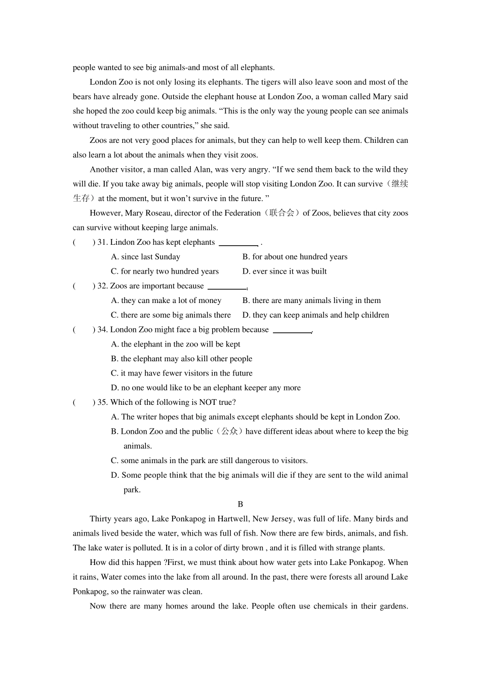 初四上学期Unit3We’retryingtosavethemanatees单元测试题及答案_第3页