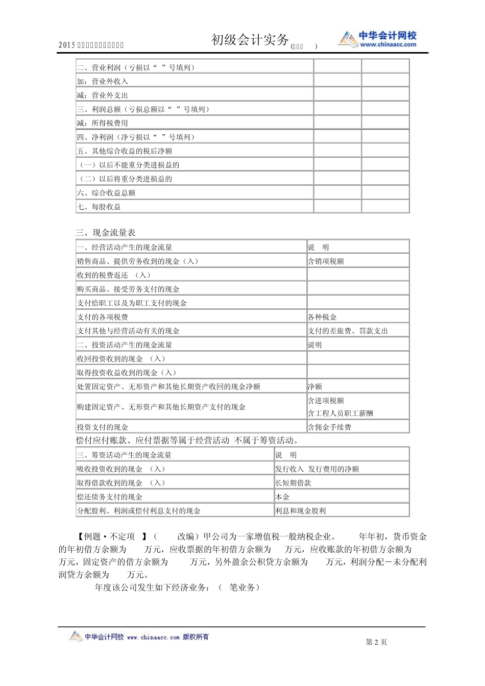 初级会计会计实务第七章财务报告习题汇总_第2页