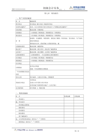 初级会计会计实务第七章财务报告习题汇总