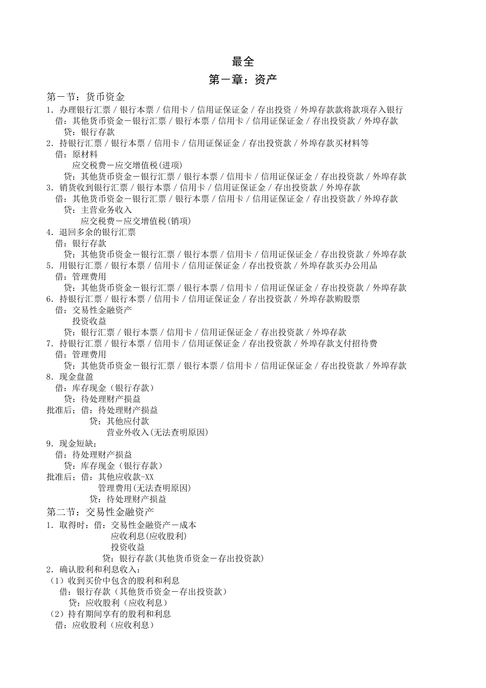 初级会计实务会计分录总结大全_第1页