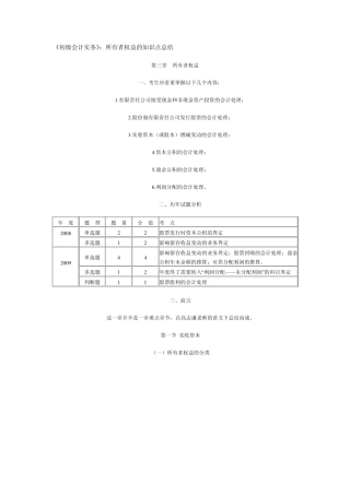 初级会计实务所有者权益知识点