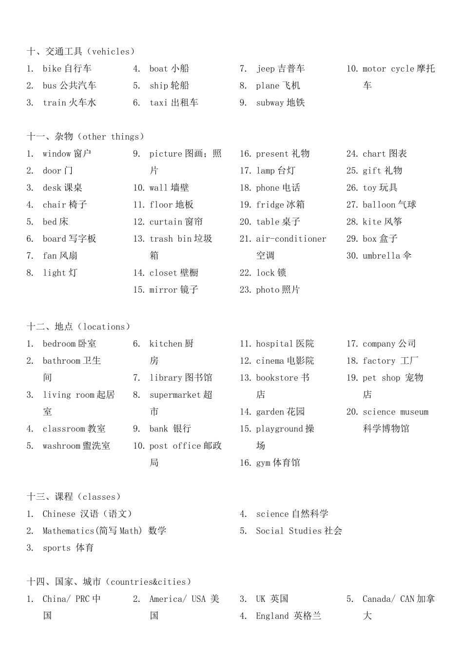 初级英语单词表_第3页