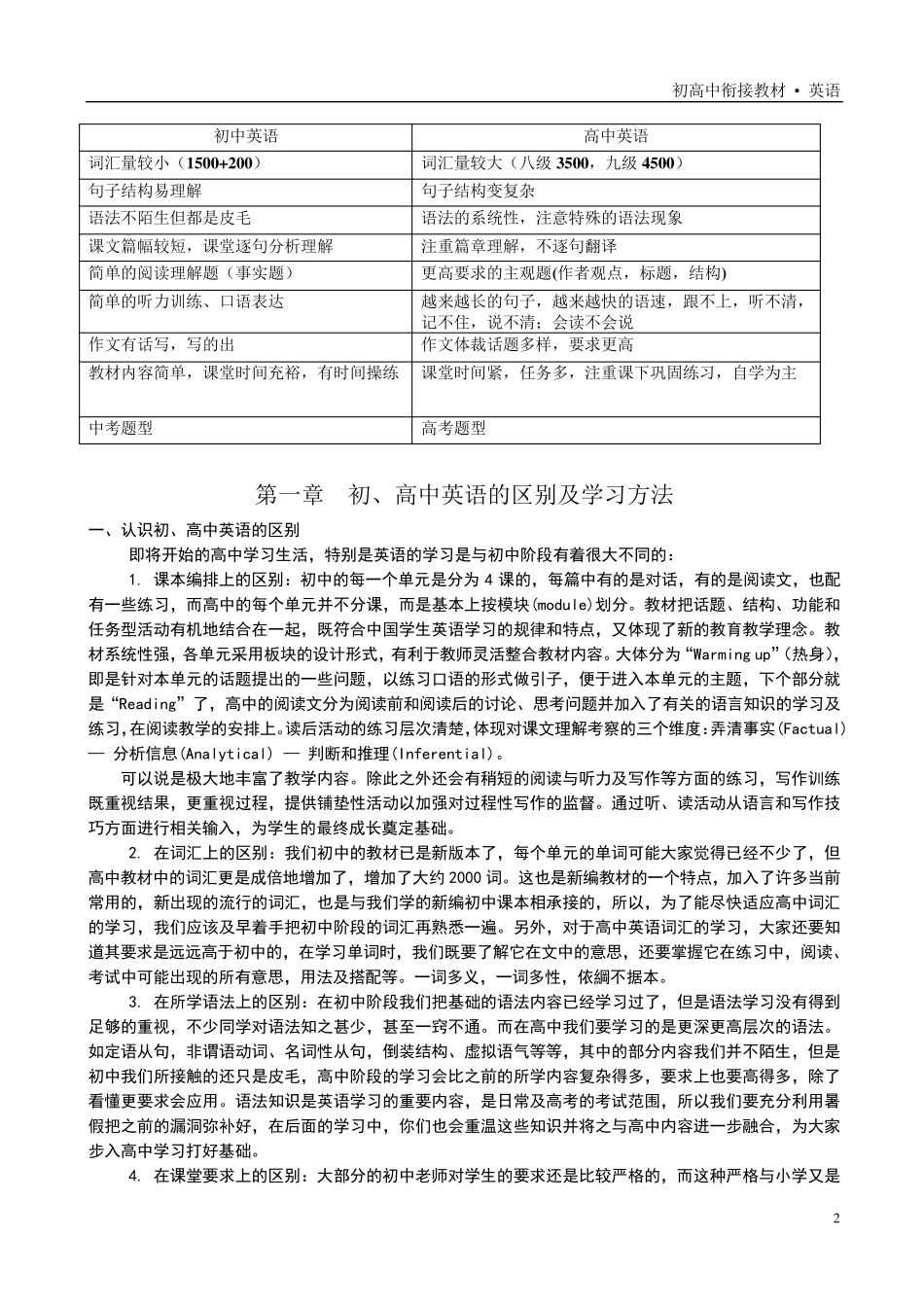 初高中英语衔接教材(2017)_第2页