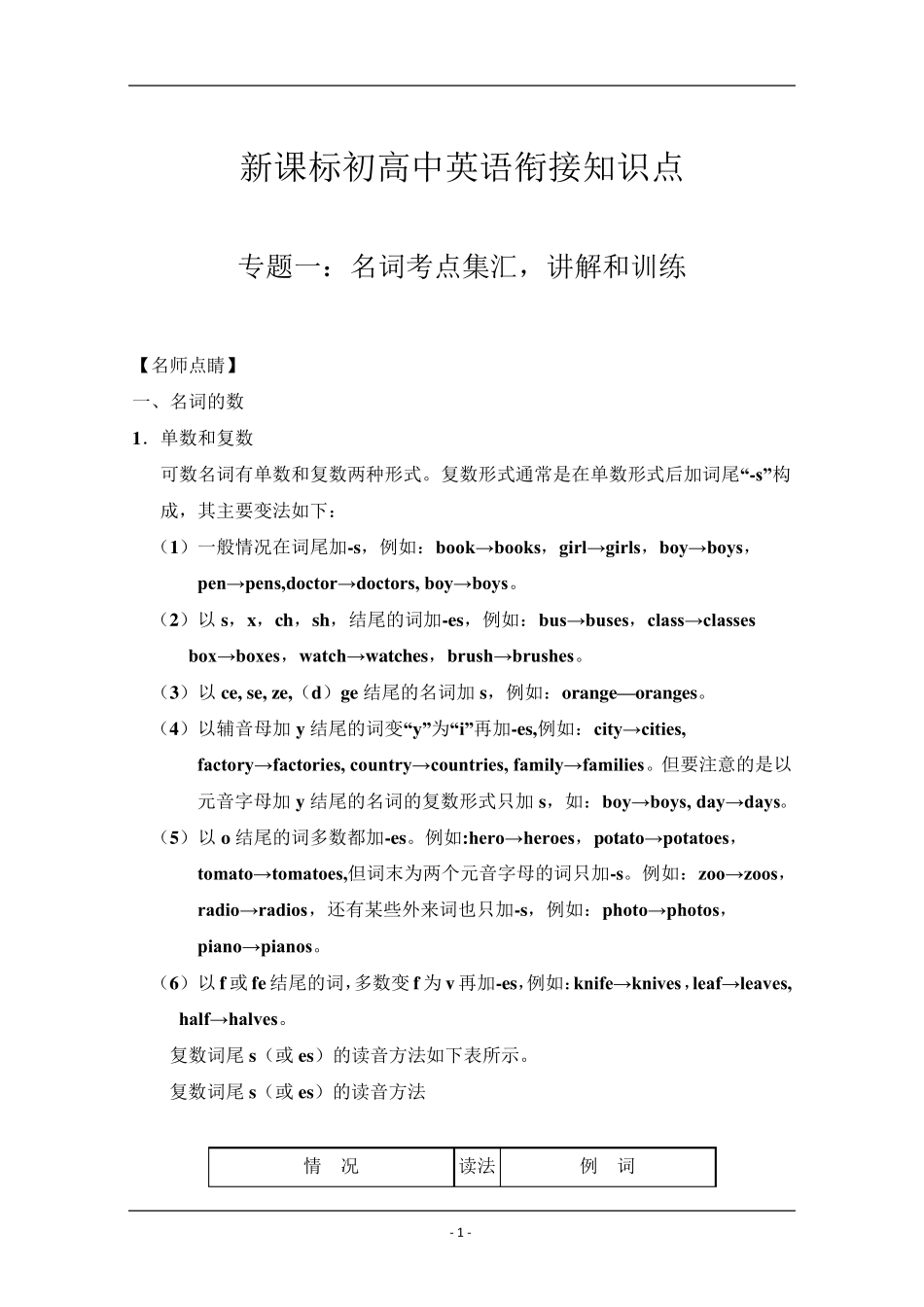 初高中英语衔接知识点_第1页