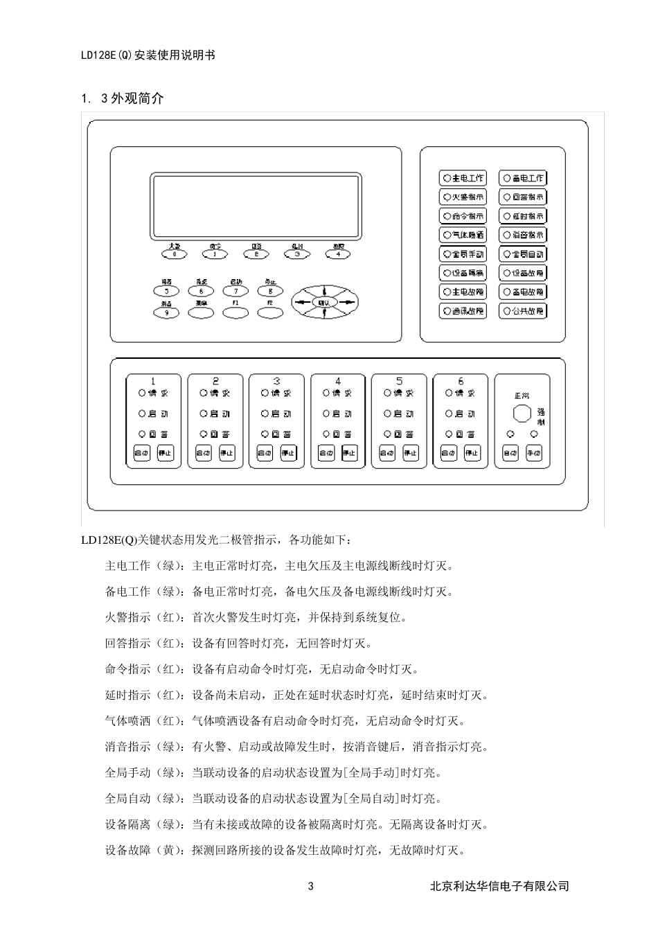 利达LD128EQ火灾报警控制器操作说明_第3页