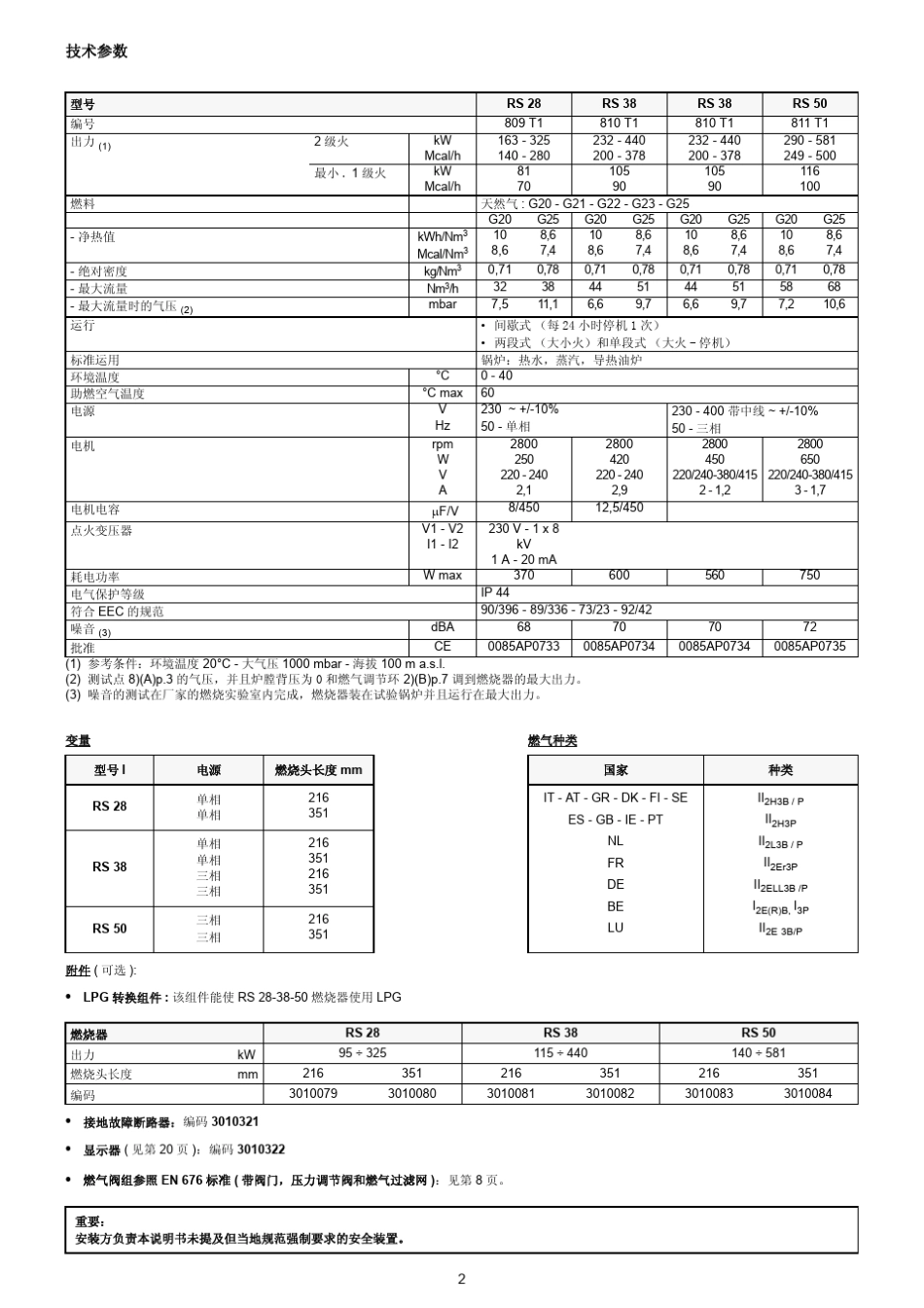 利雅路燃烧器RS3850中文说明书_第3页