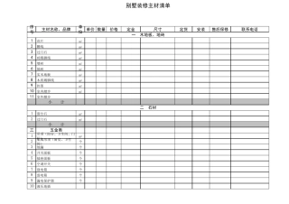 别墅装修主材清单