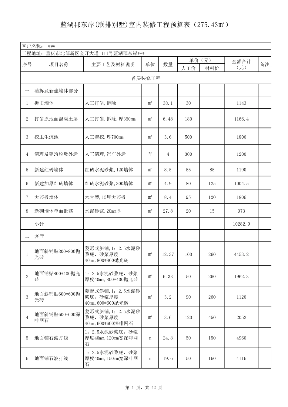 别墅装修预算表_第1页