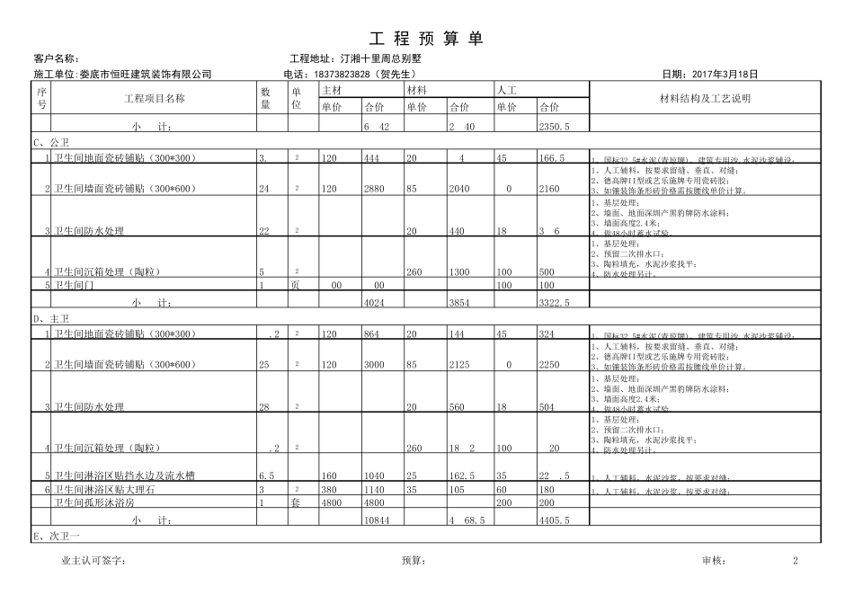 别墅装饰预算表_第2页