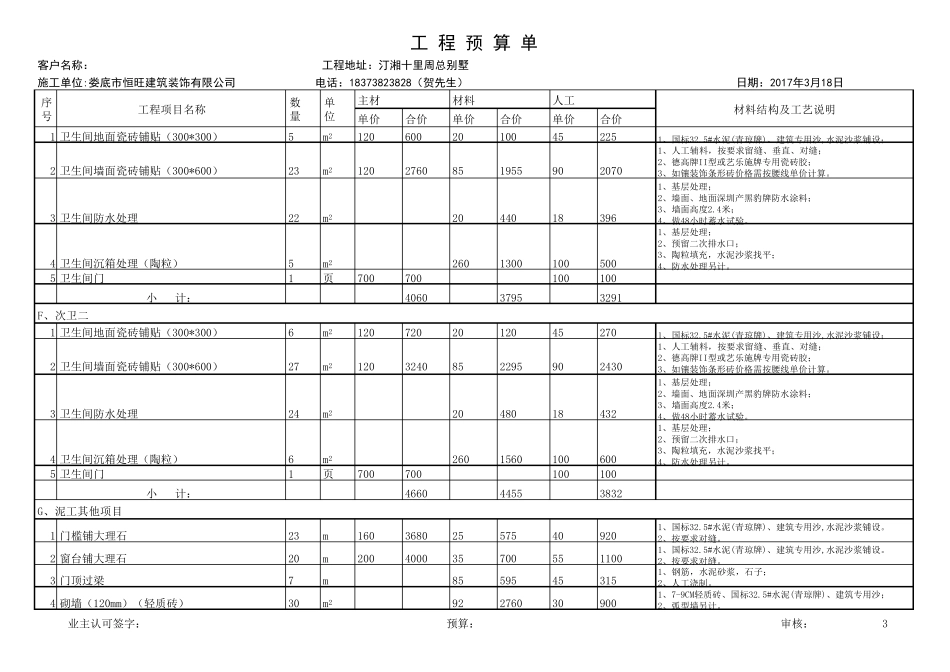 别墅装饰预算表_第3页