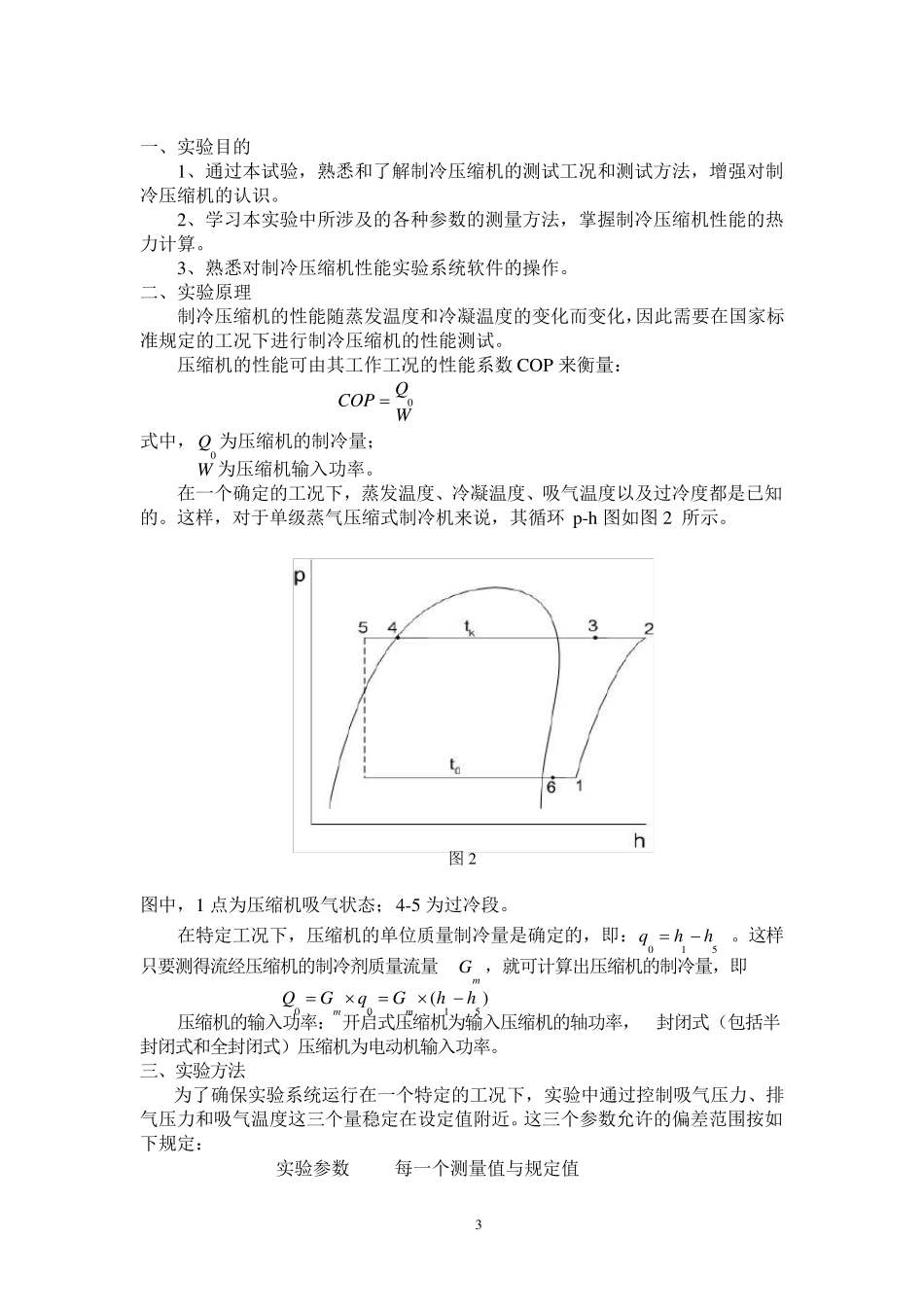 制冷压缩机性能测试实验指导书_第3页