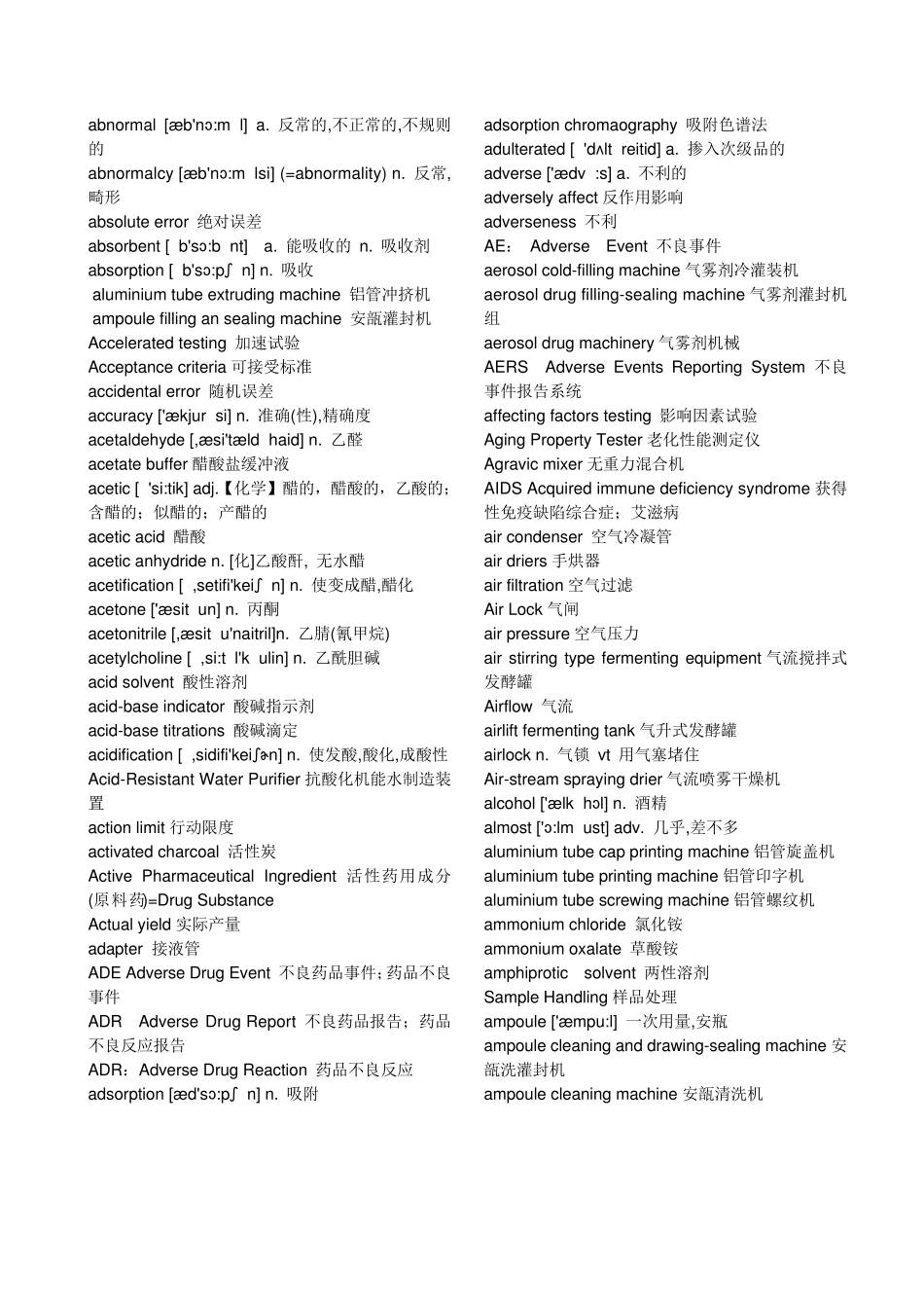 制剂专业英语单词汇总_第1页