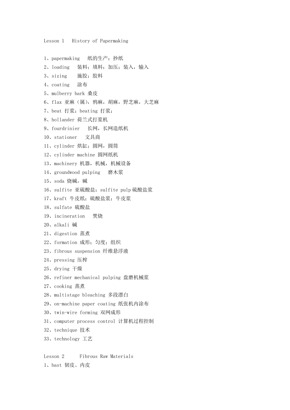 制浆造纸专业英语_第1页