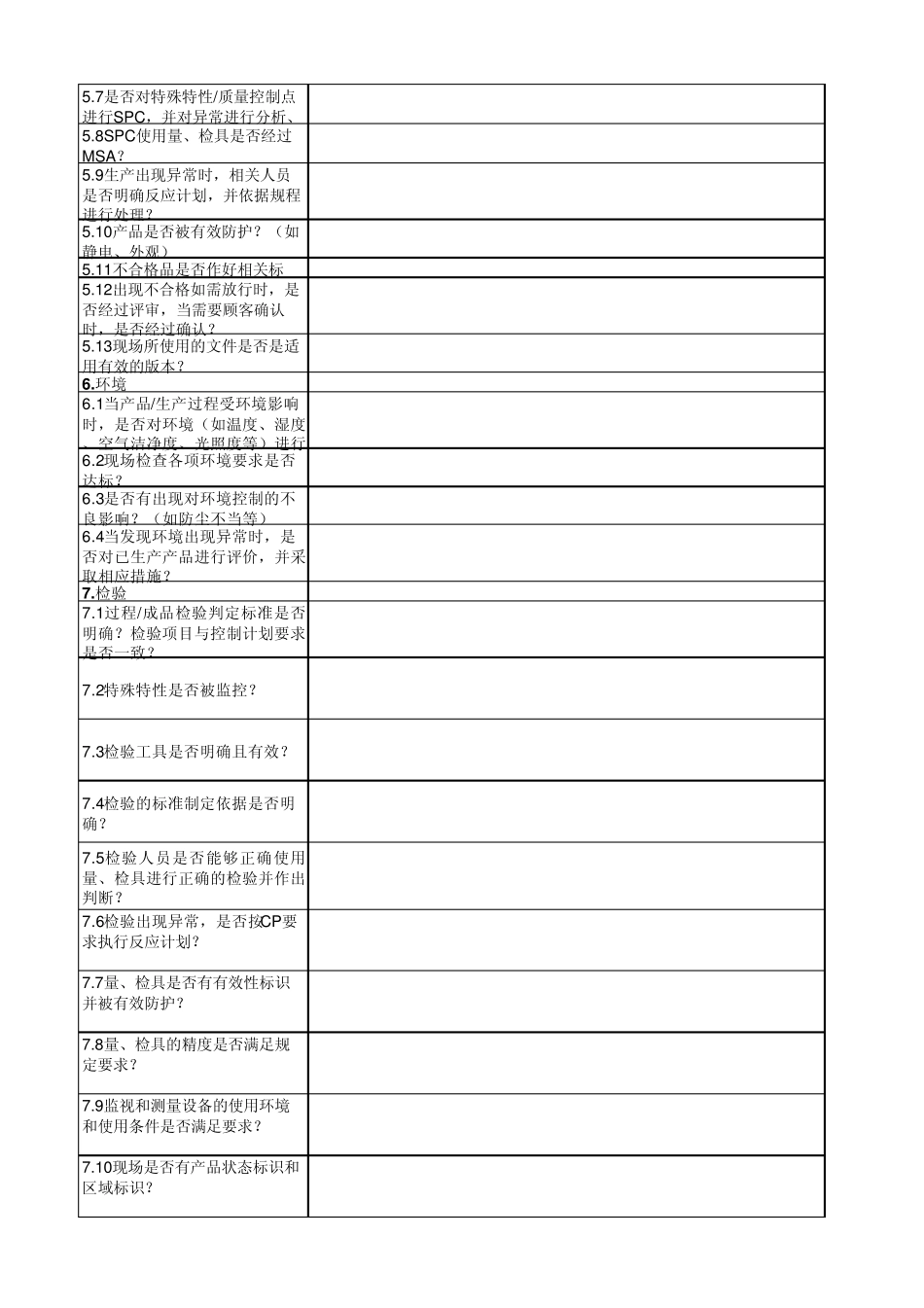 制程审核检查表_第2页