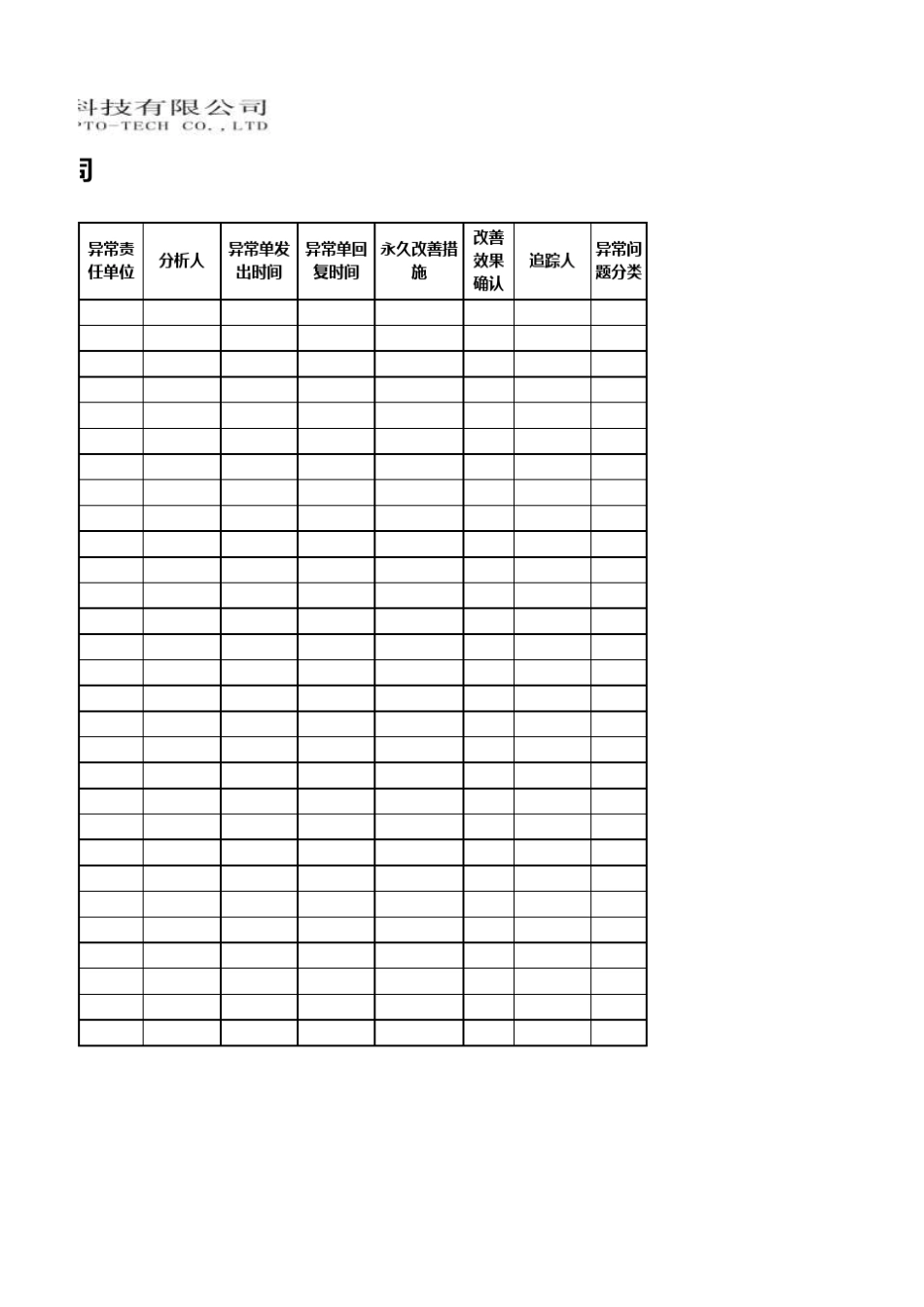制程品质异常统计表模板_第2页
