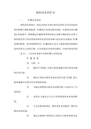 制药用水储存要求
