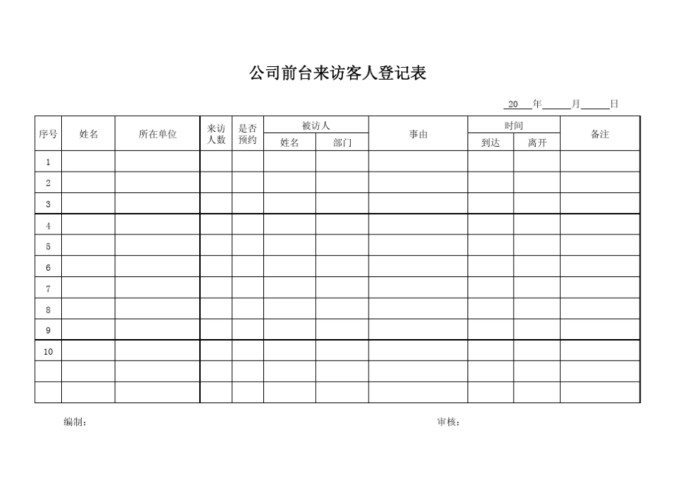 前台接待管理表格_第1页