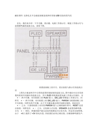 前面板插针安装图解,以及各部分电源连接!