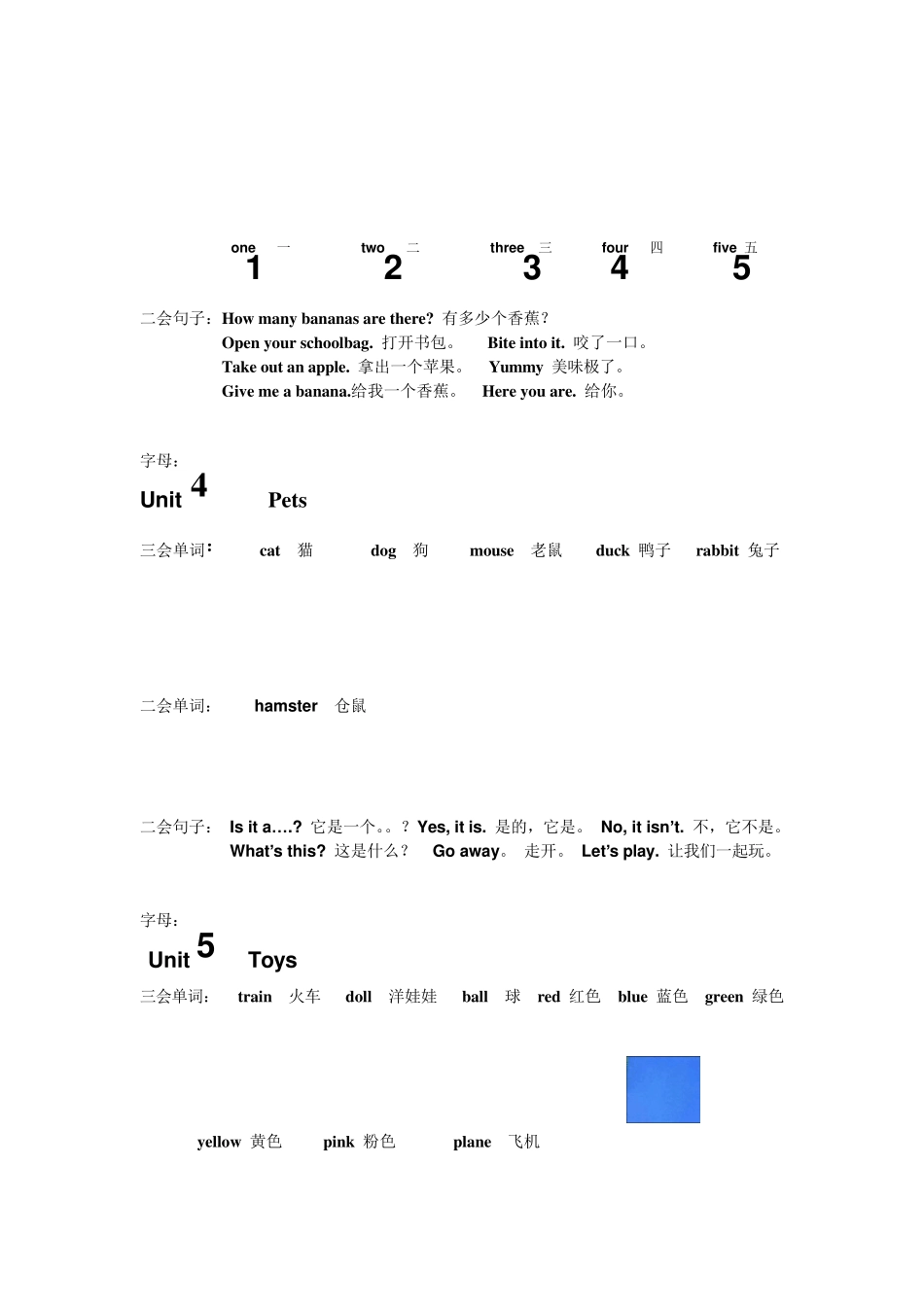 剑桥国际儿童英语playway1单词和句型_第2页
