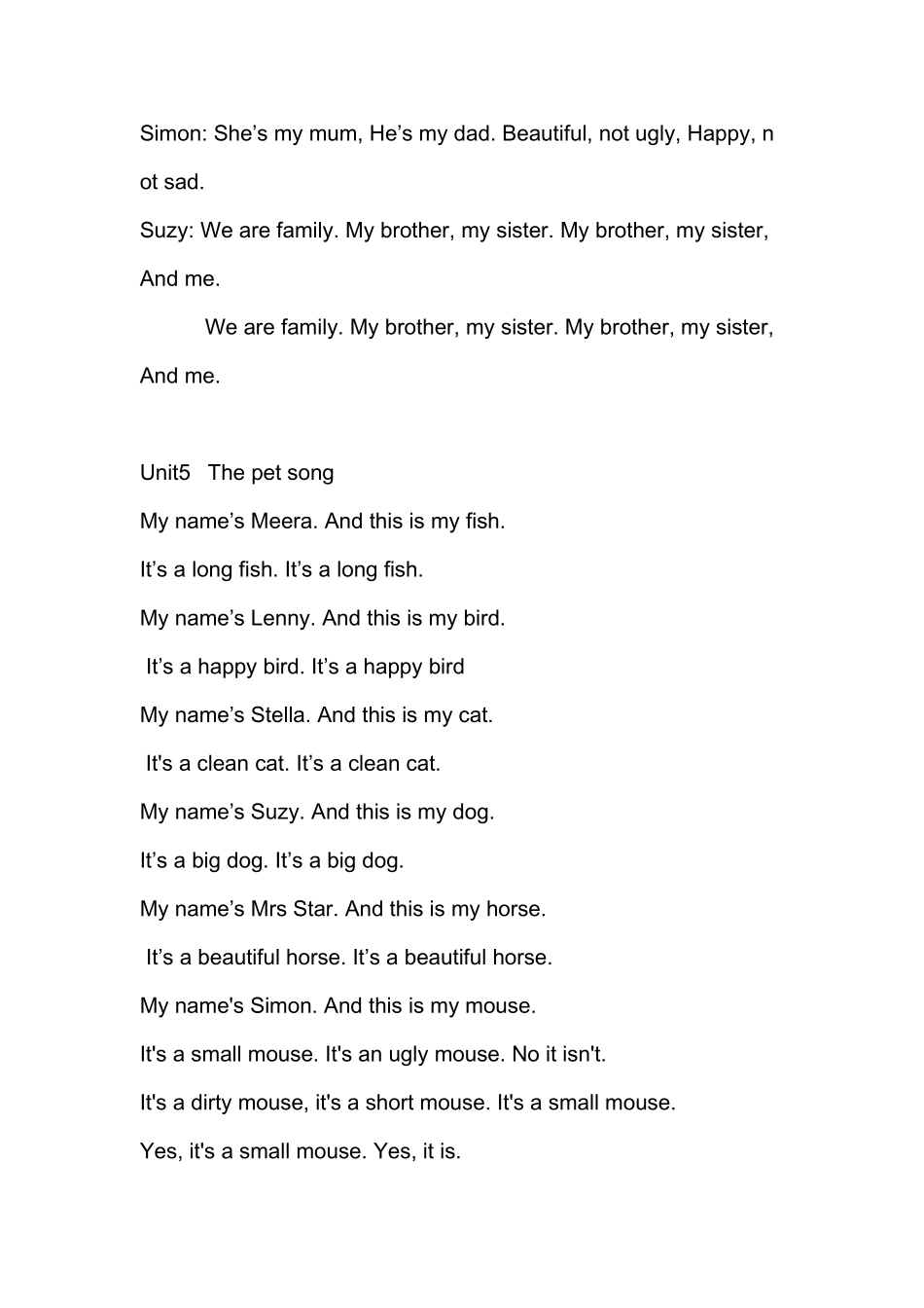 剑桥国际少儿英语1所有歌词_第3页