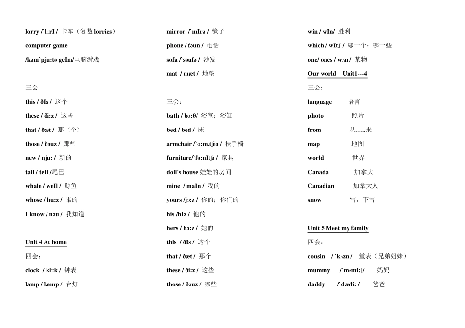 剑桥国际少儿英语KB2单词和句型_第2页
