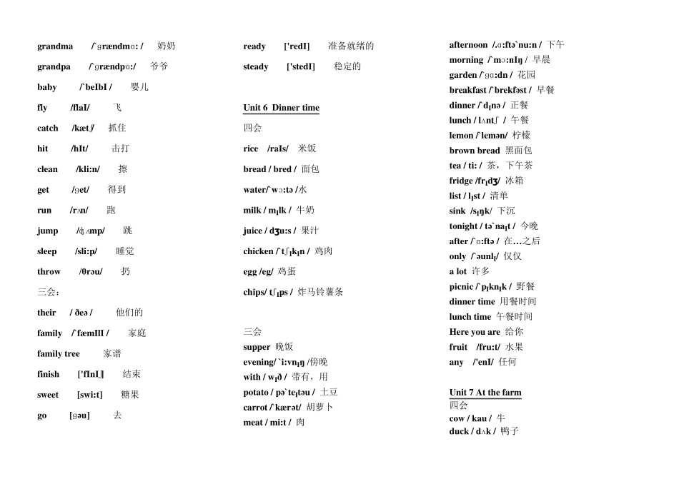 剑桥国际少儿英语KB2单词和句型_第3页